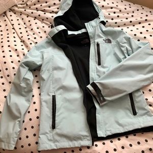 Light blue North Face lined snow/rain jacket